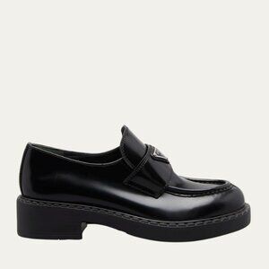 Prada Leather Triangle Logo Loafers